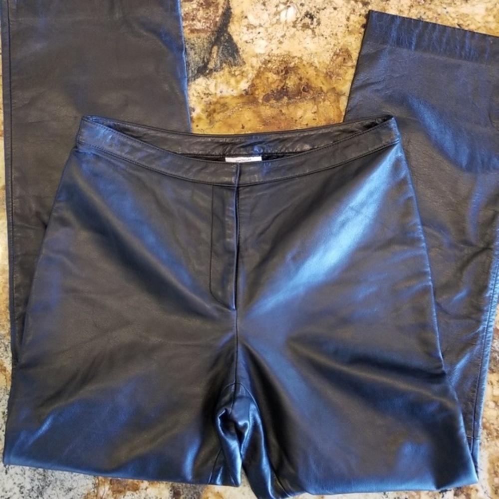Ann Taylor LOFT  8P Black Leather Pants